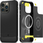 Kaitse&uuml;mbris Rugged Armor MagFit, Apple iPhone 14 Pro Max, must, MagSafe, Spigen