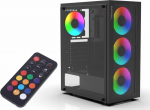 INCA Mid-tower case/ATX/Metall&Glas/USB/RGB schwarz