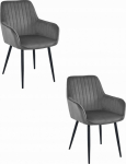Leobert SOLDEN chair - dark gray velvet / black legs x 2