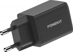 FoneKit GaN PD 48W - mains charger, USB-C + USB-C, black