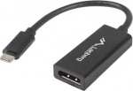 Lanberg USB-C (M) 3.1 to Displayport (F) Adapter cable 15cm, Black | AD-UC-DP-01