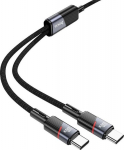 Kabel 2w1 USB C do USB C / USB C Hoco 5A 100W 1.2 m U139 czarny