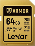 LEXAR SDXC ARMOR GOLD UHS-II U3, STAINLESS STEEL, IP68 R280/W210 (V60) 64GB
