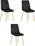 Leobert Krzesło LIBRA - black velvet / gold-colored legs x 3
