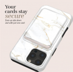 MIO White Marble Magsafe Case Compatible Card Holder, light brown