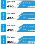 1S BetaFPV BT2.0 Drone Battery Pack 450mAh 4-Pack, 3.8V