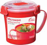 sistema Microwave soup cup with valve 656 ml rot