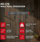 Maclean Wall-Mounted Tool Organizer, steel, max. load 136 kg, width 816 mm, MC-178