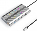 Orico USB-C 12w1 RGB | USB-A | USB-C PD 100W | 2x HDMI 4K 60 Hz | DisplayPort 4K 60 Hz | RJ45 Gigabit - Silver