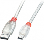 Lindy 1MUSB 2.0 TYP A AN MINI-B KABEL, TRANSPARENT