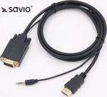 Cable Savio HDMI - D-Sub (VGA) + Jack 3.5mm 1.8m czarny (SAVKABELCL-104)