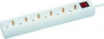 MicroConnect 6-way Schuko Socket 3M White, With ON/OF switch and