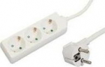 MicroConnect 3-way Schuko Socket 3M White, Without ON/OFF Switch