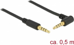 DELOCK Klinkenkabel 3.5mm 4Pin-St > St gewinkelt 0.5m schwar