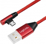 LogiLink micro USB w oplocie 0.3m angled red - kabel LogiLink USB 2.0 - micro USB 0.3m M/M angled red