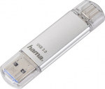 Hama C-Laeta, 256 GB, USB Type-A / USB Type-C, 3.2 Gen 1 (3.1 Gen 1), 70 MB/s, Kappe, Silber