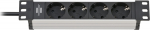 Brennenstuhl 1390007004 - 2 m - 4 AC-Outputs - Indoor - IP20 - Schwarz - Silber - 85 mm