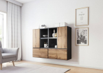 Cama MEBLE Cama living room furniture set ROCO 19 (4xRO3 + 4xRO6) antracite/wotan oak