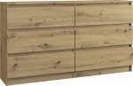 Topeshop LARGE CHEST OF MALVA M6 140CM 6 DRAWER DĄB ARTISAN