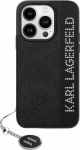 Karl Lagerfeld PU Saffiano Rhinestone Charm Case for iPhone 15 Pro / black