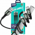 Kabel USB Jellico USB-A - USB-C + microUSB + Lightning 1.2 m Czarny (GSMA0236)