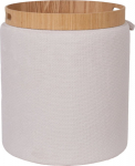 Ottoman/ table HIRO D34.5xH37cm, white, with storage and tray