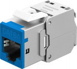 Wentronic Keystone Module RJ45 CAT 6A, STP, Slim, blue, blue