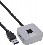 InLine USB Fingerprint scanner with Hub - Windows Hello compatible 1.5m silber