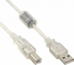 Cable USB InLine USB-A - USB-B 0.3 m Transparent (34503)