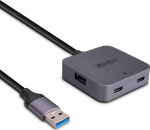 LINDY 5m USB 3.0 Hub, 4 Ports 2 USB Typ C und 2 USB Typ A