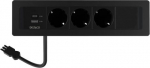 DELTACO recessed power panel, 3 the plug., 1x21W A+C USB-laturi, GST18, concatenation