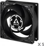Arctic Cooling ARCTIC P8 Silent Pressure-Optimised Extra Quiet Fans, 3-pin, 80mm, black, 5pcs
