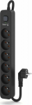Kerg Device Power Strip. zas.-secure. KERG z wyłącznikiem-6 gniazd-czarny-5m-16A-H05VV-F-3x1.5mm2