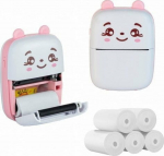 EPP-001 Pink Thermal Printer + 5 Rolls Regular Thermal Paper Extralink Set