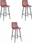 Leobert POZZA stool - dark pink velvet / black legs x 3