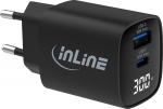 Loader Manhattan InLine&reg; USB PD Netzteil, GaN Ladeger&auml;t, 2-Port, USB-C + USB-A, 30W, with Display