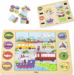 Viga Toys VIGA Wooden Puzzle Guess by Shadow - Means of Transport Puzzle 17 el