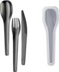 Lurch Reusable cutlery set to-go, stainless steel, black 1 Set - 3-teilig
