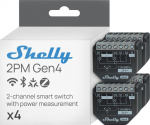 Shelly 2PM Gen4 4-pack - relay switch with power metering 2x 10A (WiFi, Bluetooth, Zigbee, Matter)