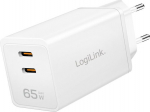 Logilink Charger 2x USB-C, 65W, White