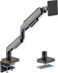ROLINE Befestigungskit (VESA quick release plate, Adjustable monitor arm, Clip, Tabletop hole) - heavy-duty, gas spring - f&uuml;r LCD-Display / Curved LCD-Display - up to 20 kg, 5 joints - Metall, aluminum alloy - mattschwarz, Dunkelgrau - screen size: 4 ...