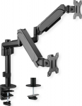 VALUE Befestigungskit (Grommet assembly 10 - 40 mm, clamping range 10-85 mm, VESA quick release plate, 4 Gelenke, pole mount) - f&uuml;r 2 LCD-Displays - Metall - Schwarz - screen size: 43.2-81.3 cm (17"-32")