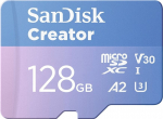 SanDisk Creator - Flash memory card (microSDXC till SD-adapter included) - 128 GB - A2 / Video Class V30 / UHS-I U3 - mikroSDXC UHS-I