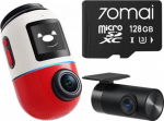DVR 70mai X800 Dash Cam 4K Dual Omni Set RED + memory card 70mai 128GB