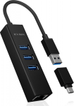 Hub IcyBox 4-Port IB-HUB1419-LAN USB 3.0 Hub & LAN Adapter
