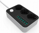 Listwa zasilająca ColorWay CW-CHE36B splitter 1.8 m 3 x Power Socket Internal Black, Szary