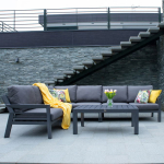 Garden furniture set TOMSON table and corner sofa, dark grey