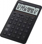 Lauakalkulaator Casio JW-200DQ-BK must metall, 12-kohaline ekraan, tava- ja p&auml;ikesepatarei, Casio loogika
