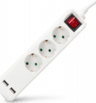 Entac Steckdosenleiste 3fach with USB 1.5m Switch white