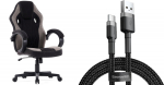 Armchair SENSE7 Prism black and gray fabric + kabel usb